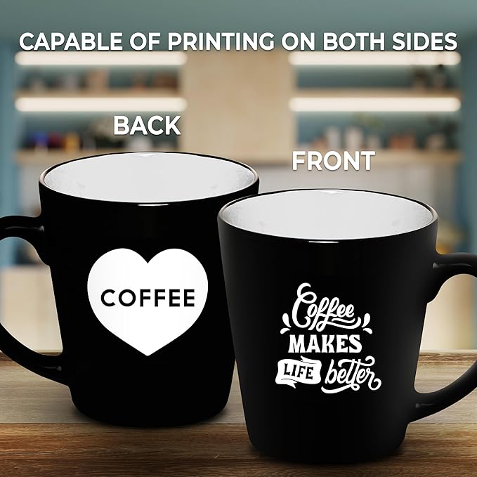 Custom Ceramic Coffee Latte Mugs 12 oz. Set of 10, Personalized Bulk Pack - Perfect for Coffee, Tea, Espresso, Hot Cocoa, Other Beverages - White
