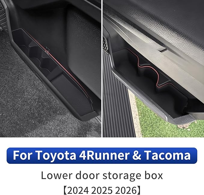 Car Door Lower Storage Box for 2024 2025 2026 Toyota 4runner & Tacoma Car Door Pocket Tray Silicone Storage Bag Interior Modification Accessories (Car Door Lower Storage Box)