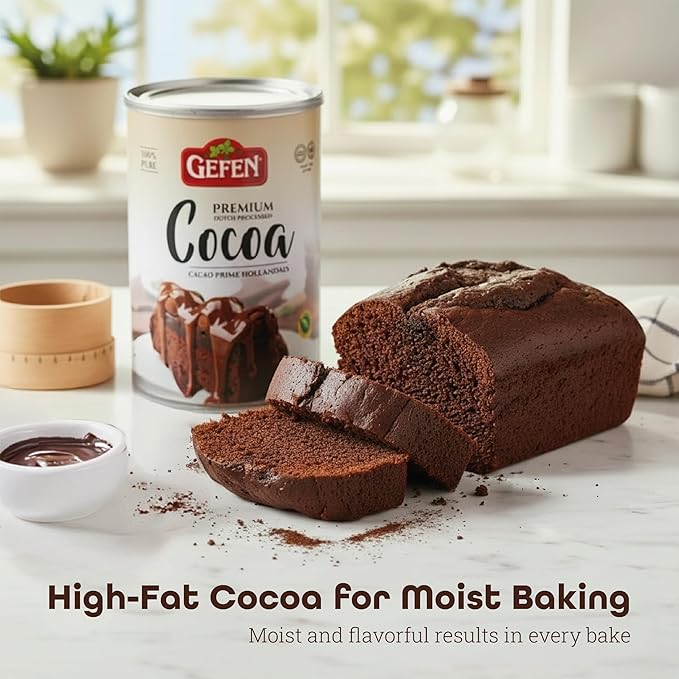 Gefen 100% Pure Premium Dutch Processed Cocoa Powder, 16oz (2 Pack) | High-Fat (20%) Alkalized for Moist Baking & Rich Dark Color | Unsweetened Baking Cocoa | Kosher for Passover & Year-Round