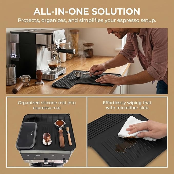 Top Mat for Ninja Luxe ES601 ES701, Silicone Coffee Machine Mat Heat Resistant Non-Slip, Espresso Machine Top Protector from Scratches, Easy Clean Coffee Maker Mat for Countertops