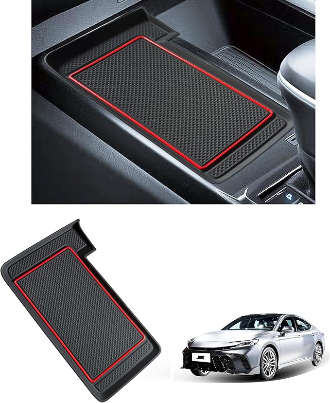 Wireless Charging Mat for 2025 2026 Toyota Camry Accessories Silicone Protective Pad Anti-Slip Center Console Phone Charger Pad Liners Anti-Scratch Heat Insulation Interior Decoration, Red