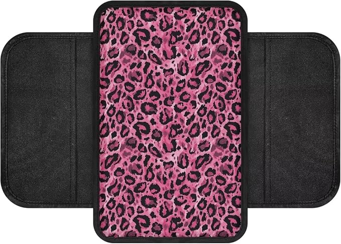 Dreaweet Purple Leopard Print Car Center Console Cover Cheetah Car Accessories Center Console Cover for Women,Universal Arm Rest Cover for Car Console Covers with Pockets for Truck Sedan SUV