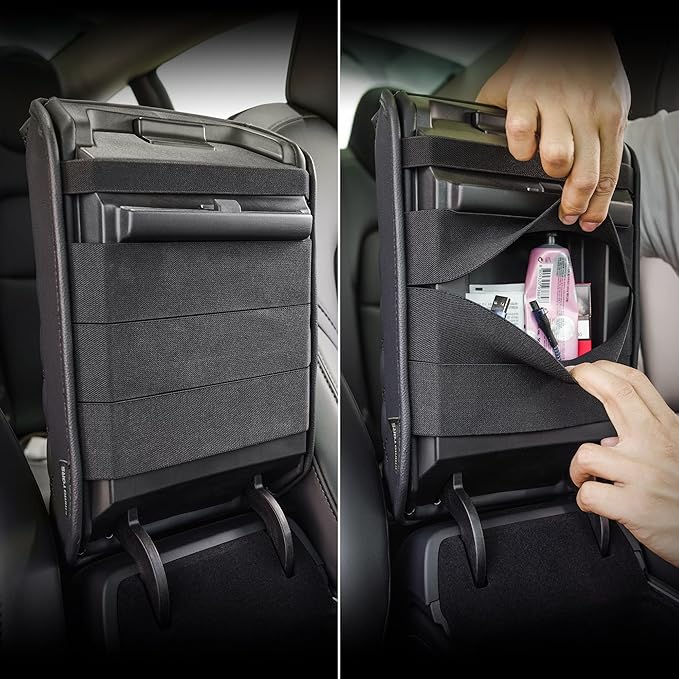 KMMOTORS Model Y, Model 3 Center Console Cover Basic Black, Armrest Cushion, Console Protector, Vegan Leather, Model 3(2020-2024) Accessories, Accessories for Model Y