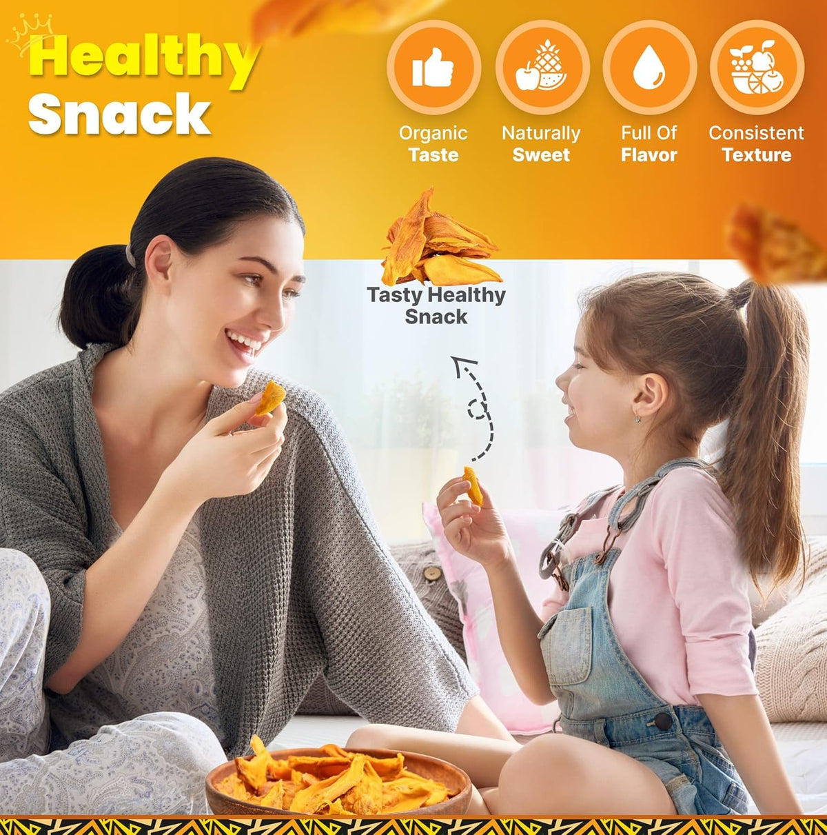 Organic Dried Mango Slices, No Sugar Added, 16oz - All-Natural, Non-GMO, Mouth-Watering Dried Mangoes - Preservative-Free, Nutritious & Delicious Snack for Kids and Adults by Tropicaux Reign