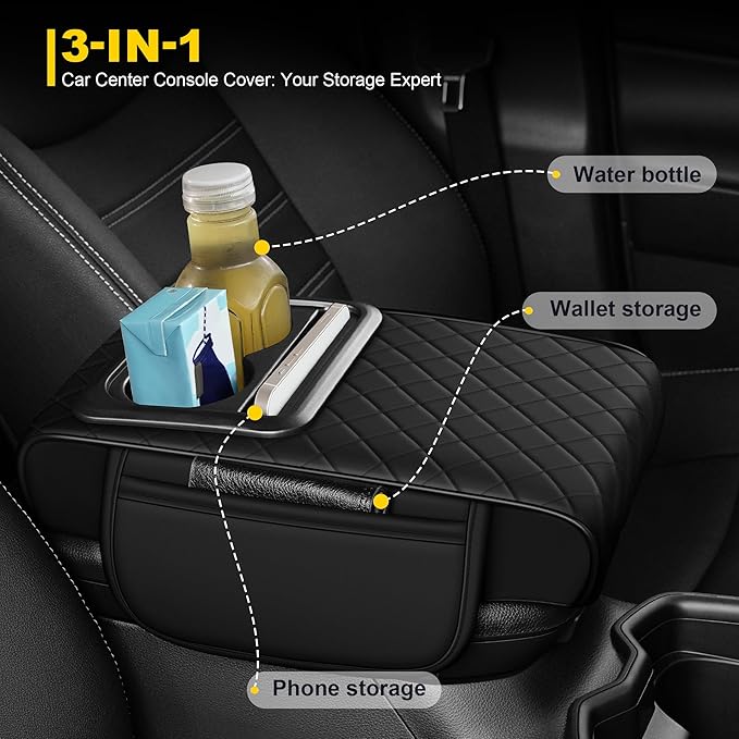 Center Console Cover for Chevrolet/Chevy Blazer Waterproof Armrest Cover with Plus Comfort Lift Design,Anti-Scratch Auto Armrest Pad Accessory （Black
