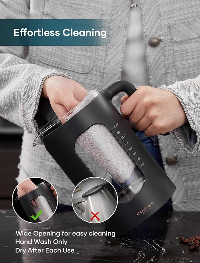 Electric Tea Kettle, Electric Kettle with Tea Infuser, ±1℉ Knob Temperature Control, BPA-Free Glass, 1200W Fast Heating, Easy to Clean, 1 Liter (Wood)
