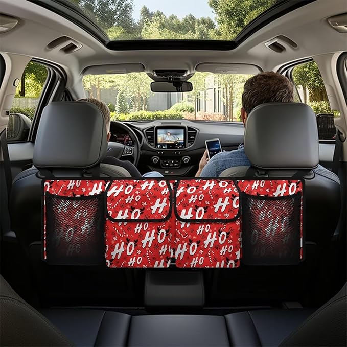 Car Trunk Organizer Red Christmas Car Back Seat Hanging Storage Bag Multipurpose Auto Interior Accessories for Hatchback Crossover Minivan Truck MPV