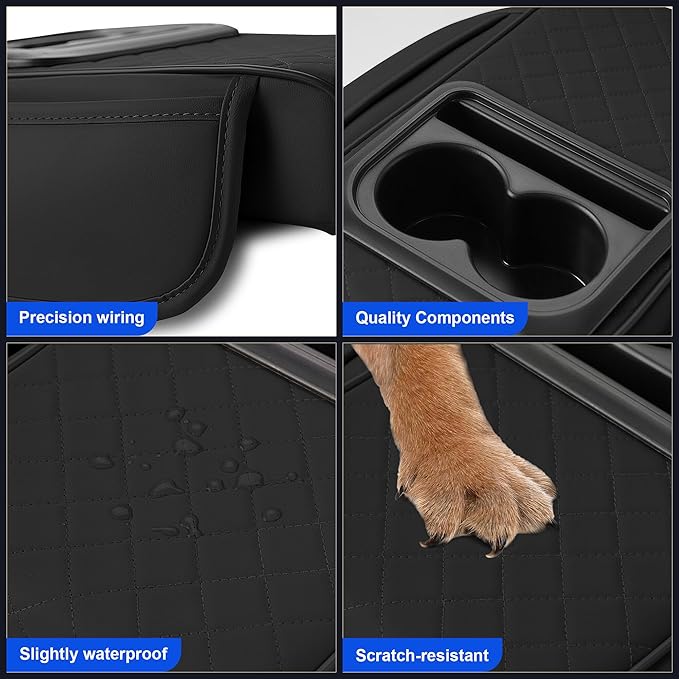 Center Console Cover Leather Armrest Cover Fit for Nissan Maxima 1992-2023 Middle Console Cushion with Storage Box&Cup Holder & Phone Slot(Black)