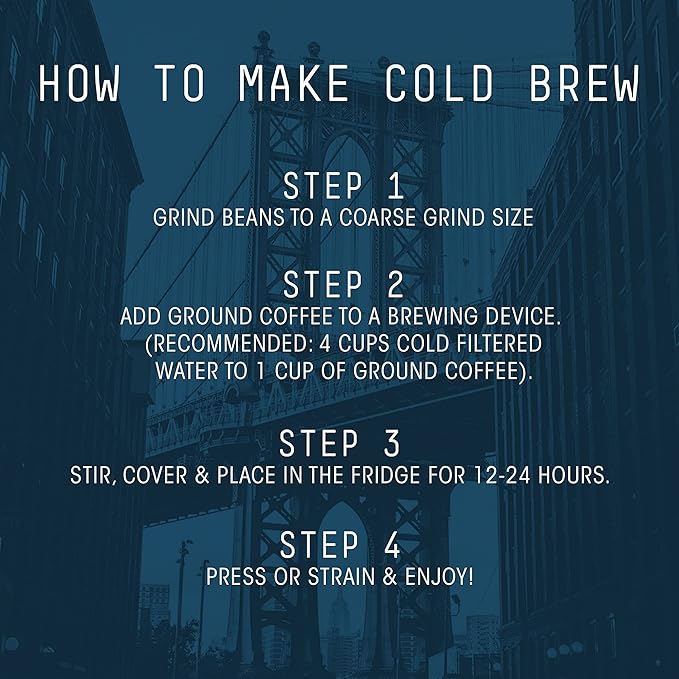 Stone Street Cold Brew Coffee, Low Acid, 100% Arabica, Gourmet Coffee - Strong & Smooth Blend, Coarse Ground, Dark Roast, Colombian Single Origin, 1 LB