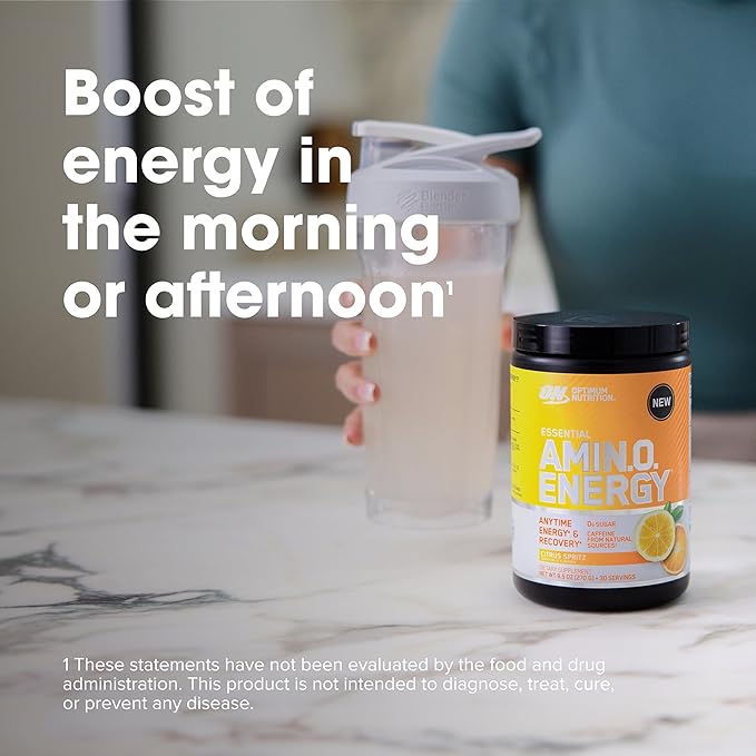 Optimum Nutrition Amino Energy - Pre Workout with Green Tea, BCAA, Amino Acids, Keto Friendly, Green Coffee Extract, Energy Powder - Citrus Spritz, 9.5 Ounce, 30 Servings (Packaging May Vary)