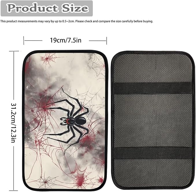 Mintutlipy Spider Car Center Console Cover Soft Comfortable Car Armrest Cushion Water Proof Car Storage Box Mat Universal Fit Most Cars