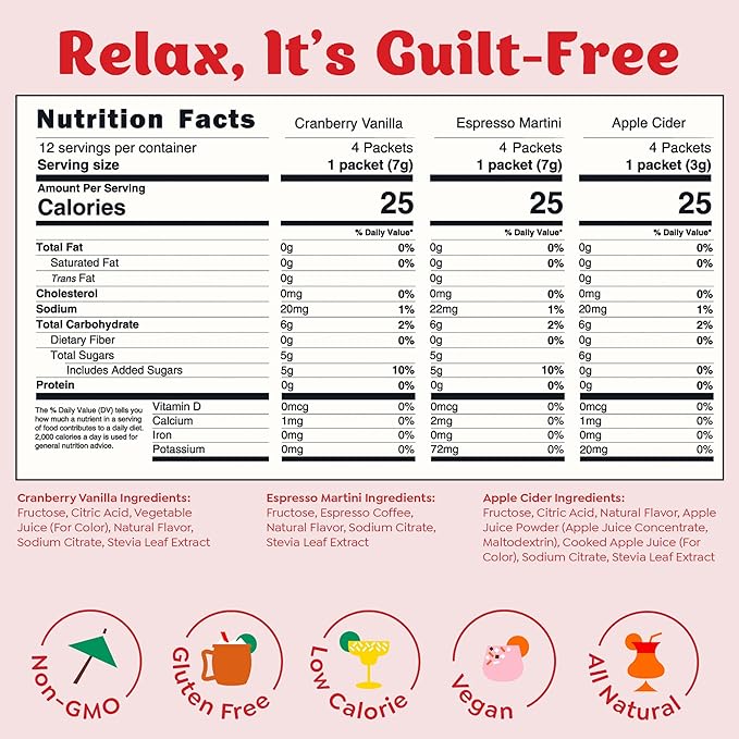 Craftmix Holiday Variety Cocktail & Mocktail Drink Mixer, Skinny Mixes - Water Flavoring Packets - Made With Real Ingredients - Vegan, Low-Carb, Low-Sugar, Non-GMO, Dairy Free, Gluten Free, 12 Pack