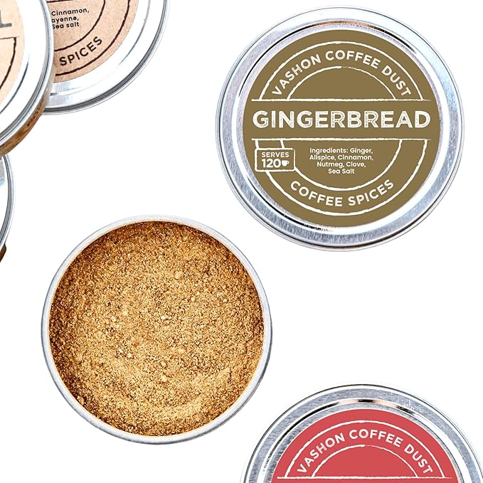 Coffee Dust Flavoring Powder, Gingerbread (120 Servings) - Pumpkin Spice Coffee Dusting Flavor, All Natural Syrup Alternative, Adds Aroma, Taste & Whole30 Wellness to Drinks, Tea & Foods - Creamer Alternative