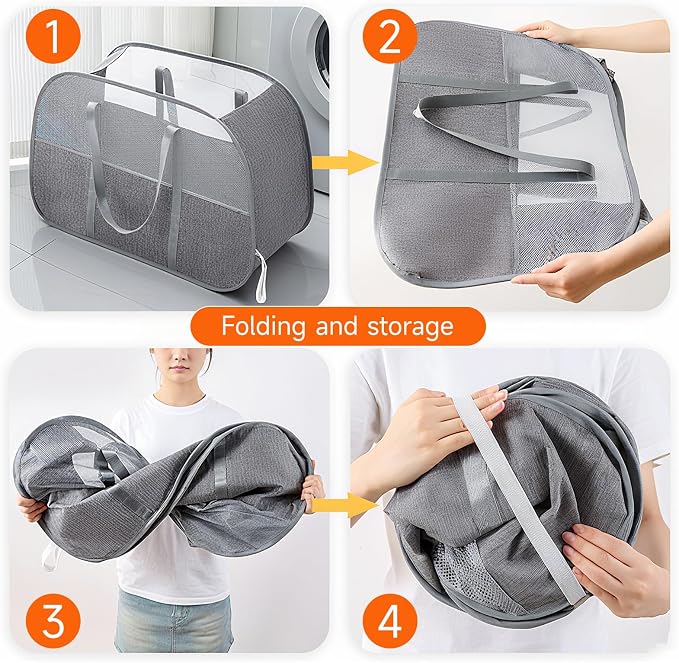 Collapsible Laundry Hamper,95L Large Capacity laundry basket with Handles,Breathable Mesh Design,Sturdy Steel Frame Clothes Hamper,Hampers for Bedroom,Dorm, Bathroom, Home