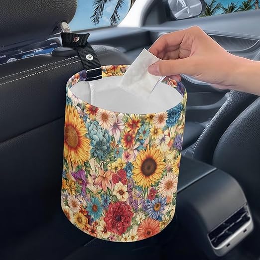 Car Front Seat Can Leak Proof Front Seat Back Seat Garbage Container Bag Kitchen Rubbish Bin Fashion Vehicle Organization Bin, Mushroom Star