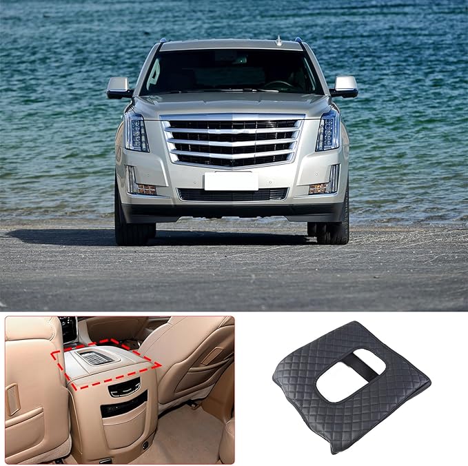 Center Console Armrest Cover for Cadillac Escalade 2015 2016 2017 2018 2019 2020 Accessories, Leather Armrest Lid Cushion Pad, Armrest Seat Box Cover Mat (Style A)