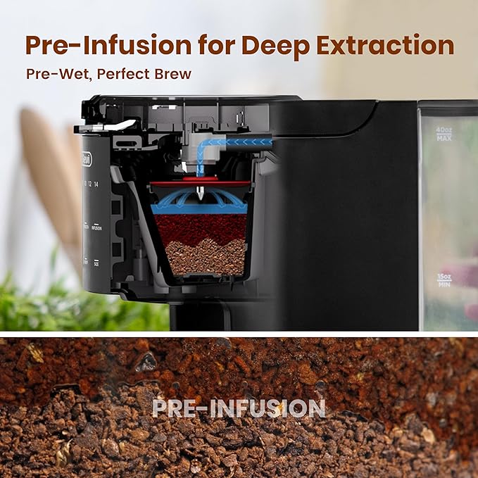 Gevi Single Serve Coffee Maker for K Cup and Ground Coffee, Pod Coffee Maker with 40oz Water Reservoir, 6 to 14 oz. Brew Sizes, Black