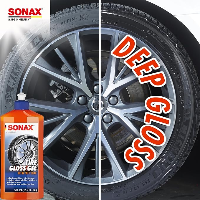 SONAX Premium Exterior Car Wash Kit | 5-Piece Complete Car Care Set | Car Wash Shampoo, High Speed Wax, Wheel Cleaner, Tire Gloss Gel & 3-Pack Microfiber Cloths | Professional Car Detailing Kit
