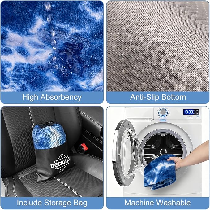 Car Seat Towel Covers with Storage Bag, Waterproof Sweatproof Towel Seat Cover Universal Front Seat Covers Washable Non-Slip Seat Protector for Workouts(Blue & White - Point, 1Pcs Front Seat Cover)