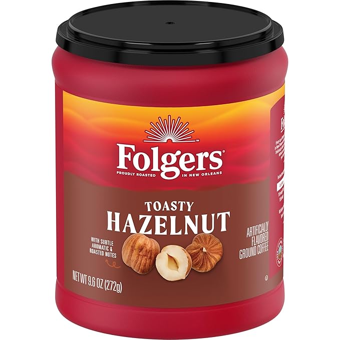 Folgers Toasty Hazelnut Flavored Ground Coffee, 9.6 Ounce