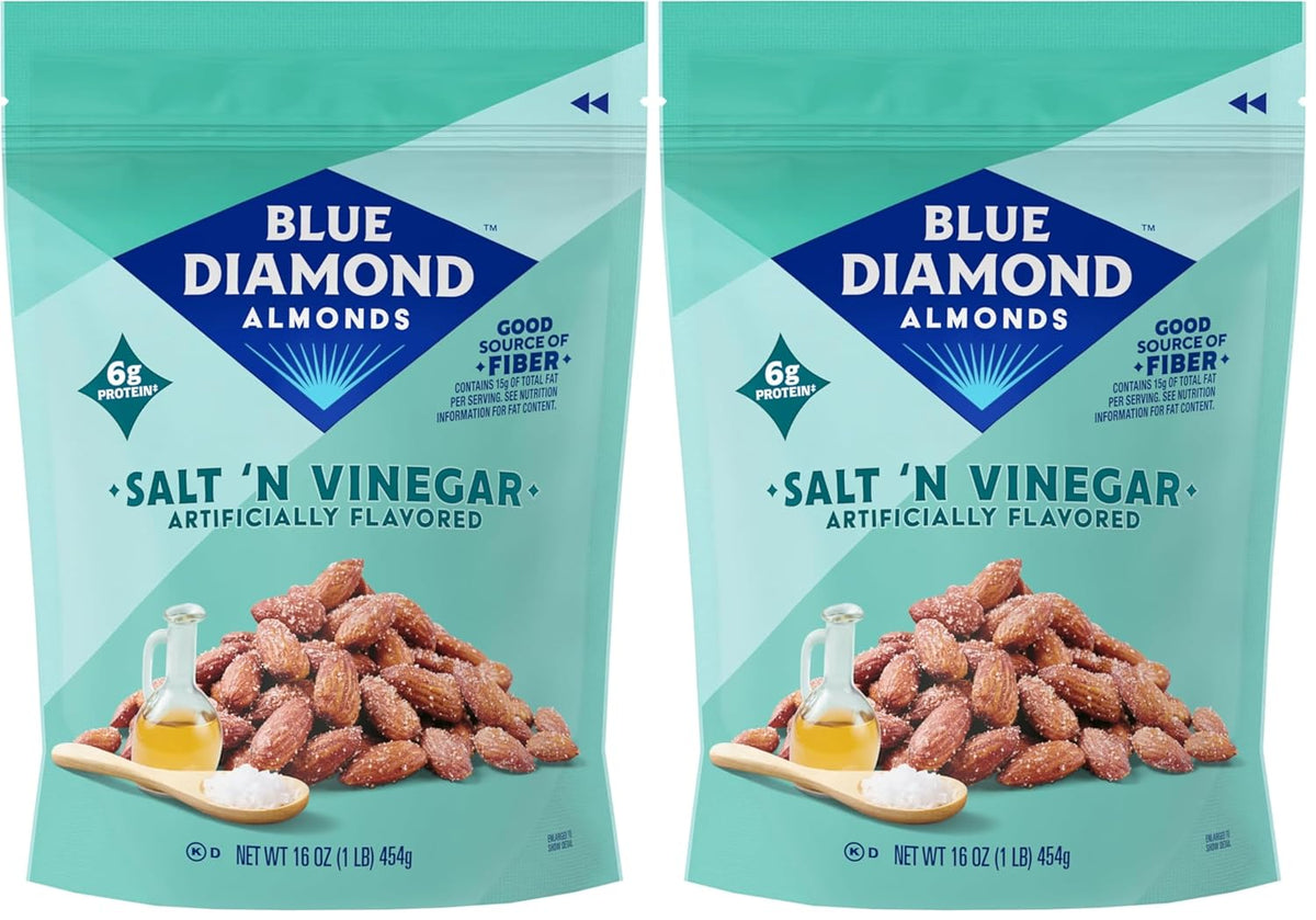 Blue Diamond Almonds Low Sodium Lightly Salted Snack Nuts, 16 Oz Resealable Bag (Pack of 1)