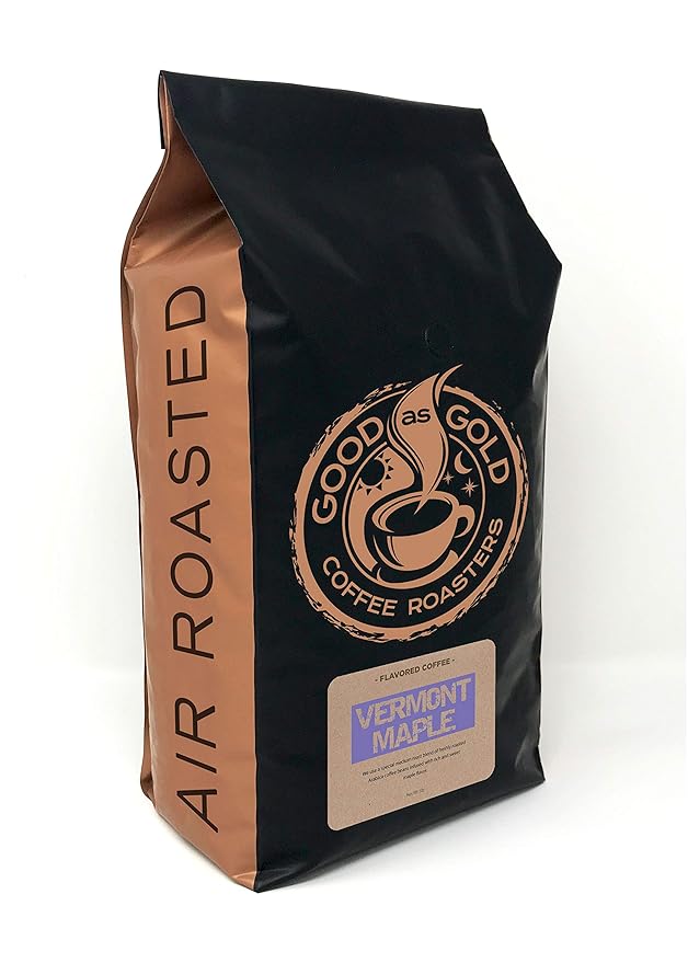Good As Gold Coffee Roasters - Vermont Maple Flavored Whole Bean Coffee, 5 Pound Bag