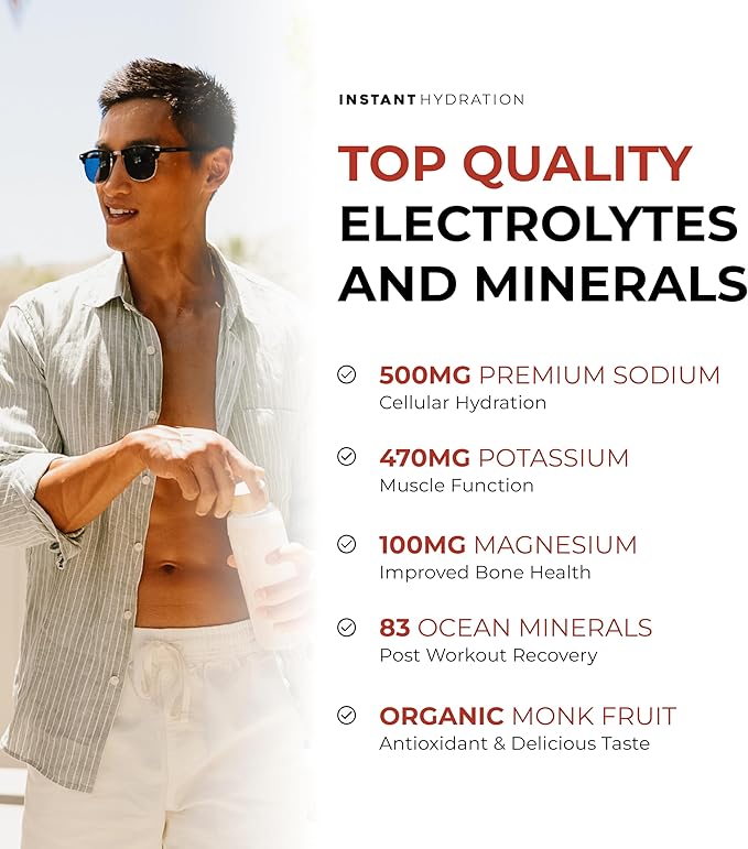 Instant Hydration Electrolytes Powder Packets - Mango Pineapple Drink Mix - Zero Sugar - Keto, Vegan, Gluten-Free, Non-GMO - Boost Recovery, Brain Health, Muscle & Tissue Support- 30 Sticks
