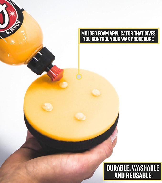 Adam's Polishes Yellow Hex Grip Car Wax Foam Applicator - Waxing Kit Glaze Sealant Liquid Paste Wax Ceramic Coating | Auto Accessories | Car Wash Kit Cleaning