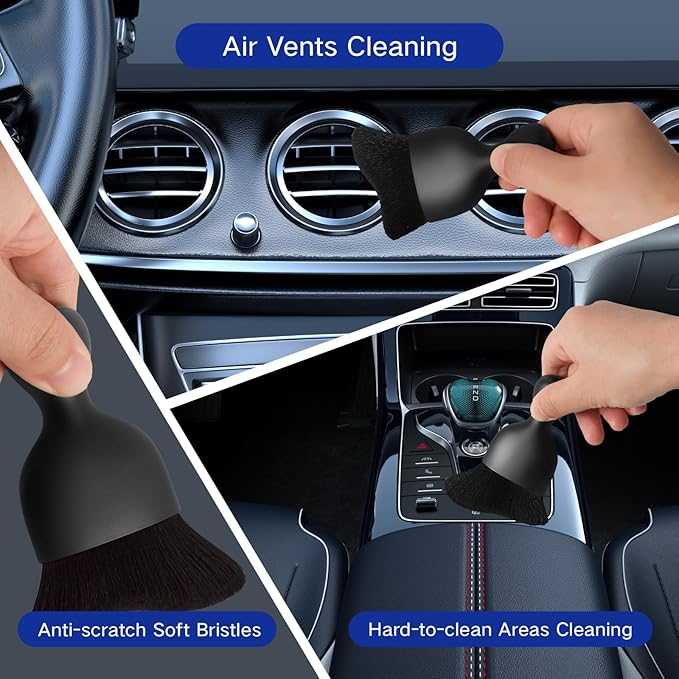 10pcs Windshield Cleaner Tool, Car Window Cleaning Wash Kit with 4 Reusable Microfiber Pads 1 Spray Bottle and Extendable Handle Auto Glass Wiper Kit, Blue