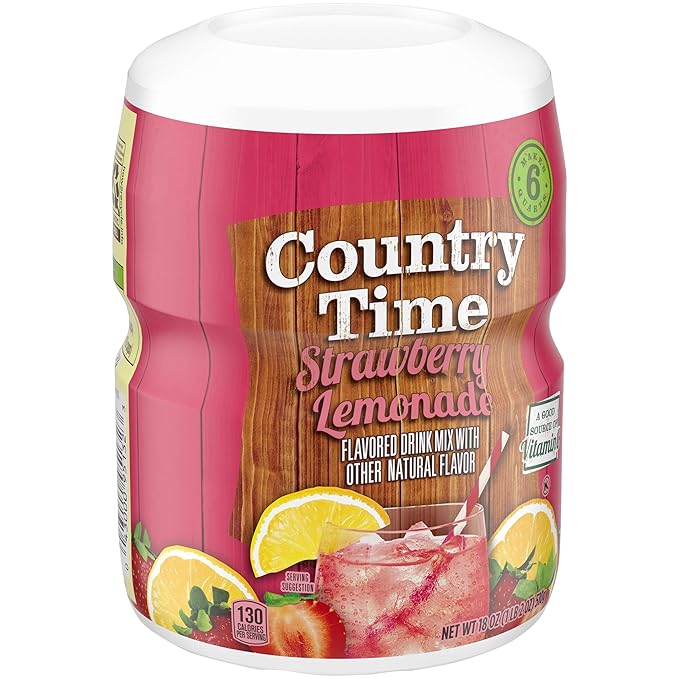 Country Time Strawberry Lemonade Naturally Flavored Powdered Drink Mix 1 Count 18 oz Canister