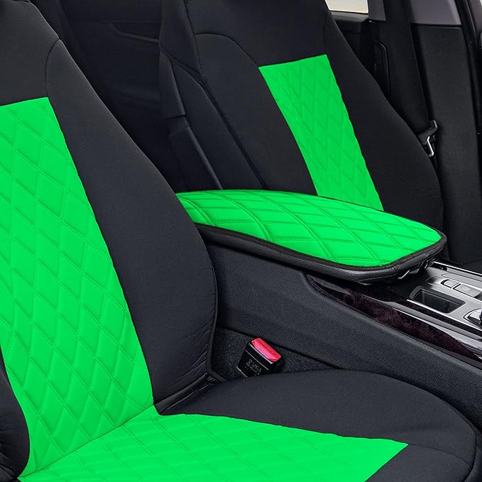 WYLF Water-Resistant Neosupreme Center Console Pad with Diamond Pattern Green Armrest Cushion Cover Soft Protector Universal Fit for Cars Trucks and SUVs
