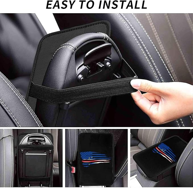 America Flag and Cape Verde Verdean Flag Car Armrest Pads Auto Seat Handrail Box Decoration Cushion Fit for Most Vehicles Accessories, Universal Car Center Console Cover Pad Protector Funny Design