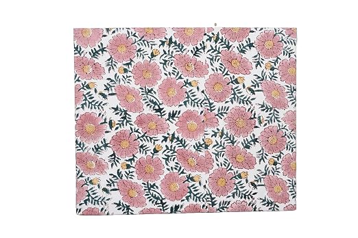3.3 Gallon Cotton Hand Block Printed Paper Waste Basket |Small Decorative Trash Can for Housewarming Gifts in Living Room, Bedroom, Bathroom | Eco-Friendly, Plastic-Free (1, Green Pink Sun FLOWAR)
