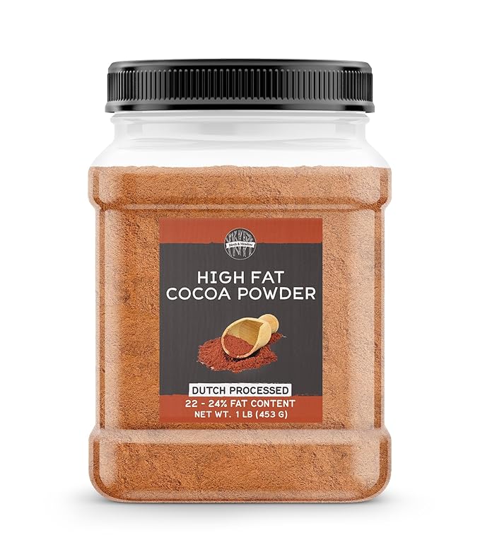 Birch & Meadow High Fat Dutch Cocoa Powder, 22 - 24% Fat Content, Baking & Desserts, Rich Flavor (16 Ounce)