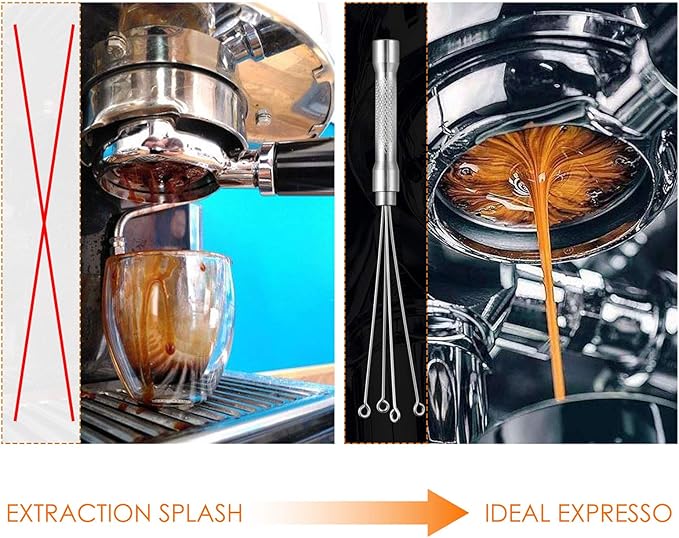 Espresso Coffee Stirrer, MATOW Stainless Steel Mini Whisk for Espresso Stirring Distribution – Professional Coffee Powder Stirring Tool