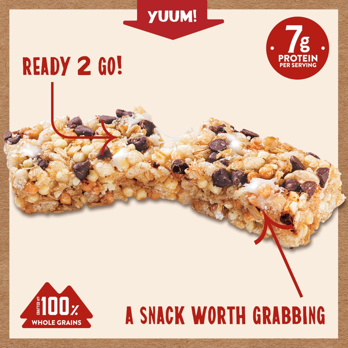 Kodiak Cakes Protein Chewy Granola Bar, S'mores, (Pack of 4 Boxes)