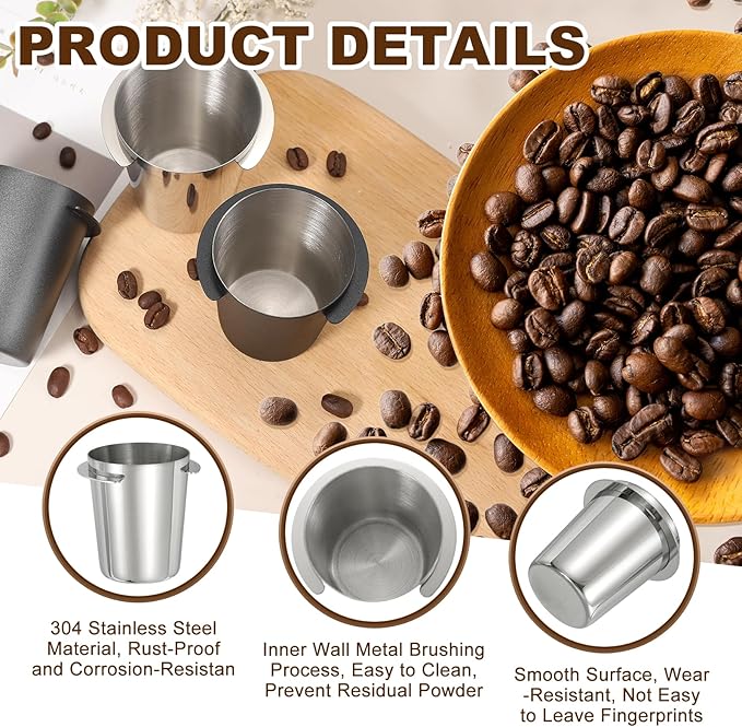 uxcell 53mm Coffee Grinder Powder Cup, Stainless Steel Espresso Coffee Powder Feeder, Espresso Coffee Machine Tools for Coffee Tamper (Silver)