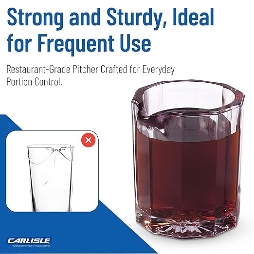 Carlisle FoodService Products 456007 Personal Plastic Portion Syrup and Creamer Pitcher, 2.1 oz, Clear