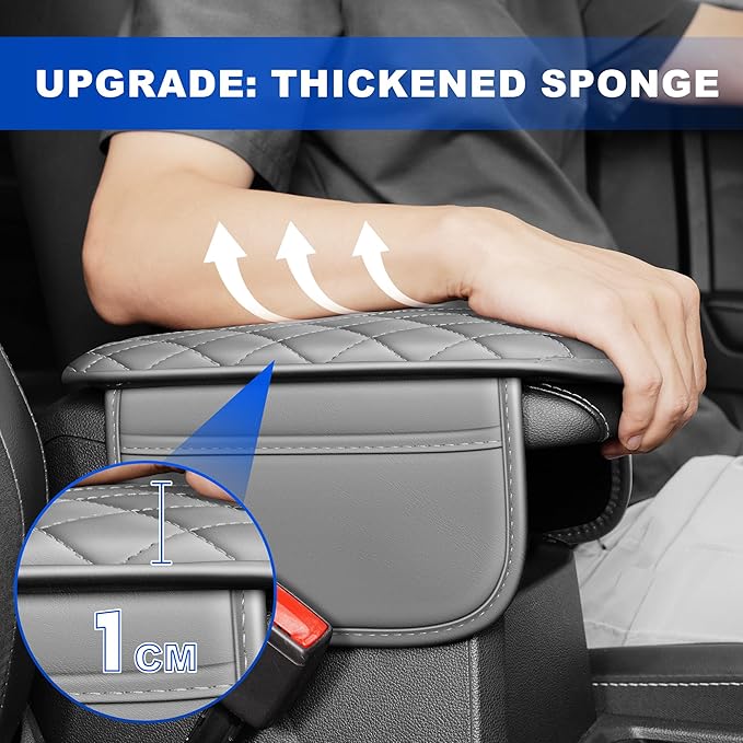 Center Console Cover for XT4: Armrest Cover for Car with 2 Storage Bags - Scratch & Wear Resistant & Waterproof Leather Console Cover,Anti-Scratch Auto Armrest Pad Accessory （Beige