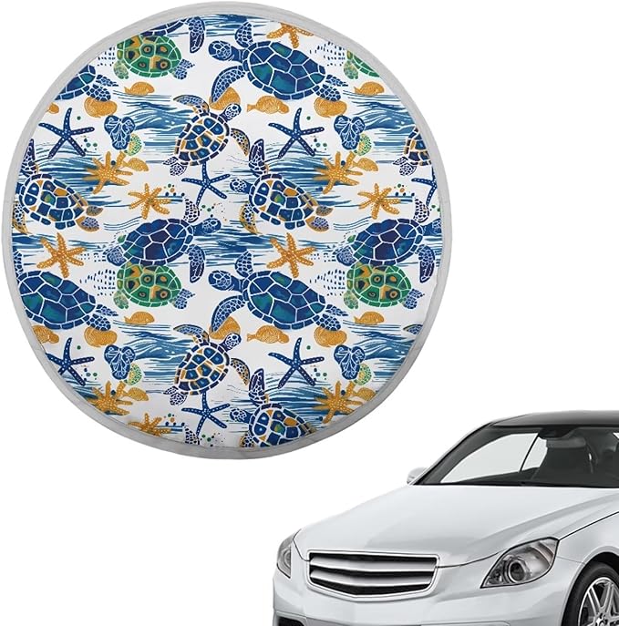 Turtle Steering Wheel Sunshade 17 Inch Car Rudder UV Rays Sun Visor Protector for Most Vehicle Heat Resistant Steering Wheel Cover Summer Essential 2025