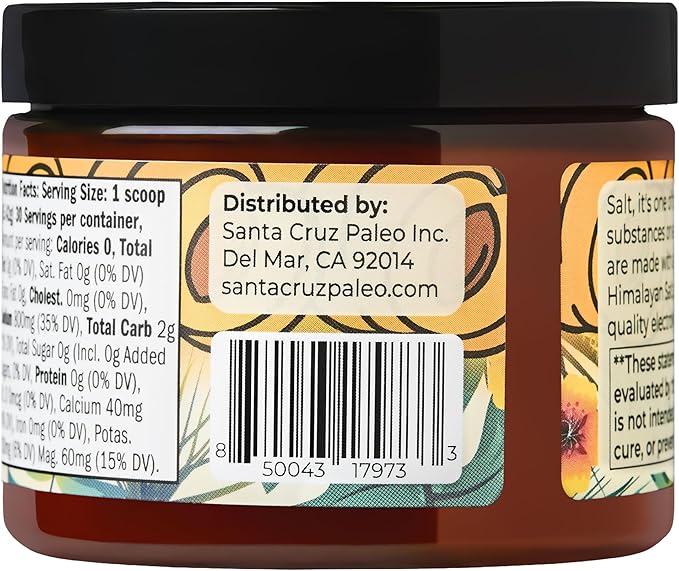 Santa Cruz Paleo Electrolyte Powder, Apricot Flavor, Sugar Free Hydration Drink Mix with Himalayan Pink Salt, Sea Salt, Magnesium Glycinate, Potassium Chloride, Sweetened with Stevia, 30 Servings