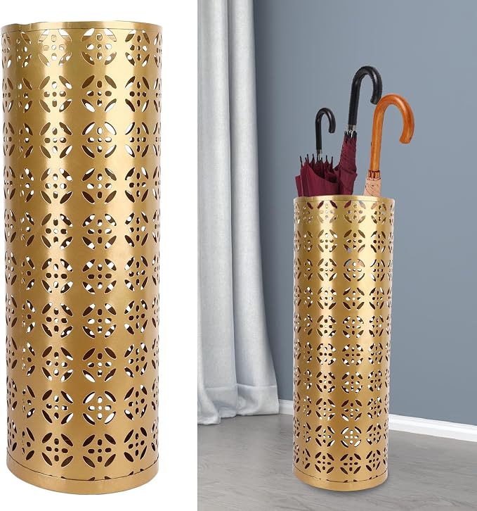 Round Umbrella Organizer Bin, Freestanding Metal Umbrella Holder Umbrella Stand Rack for Entryway, Canes Walking Sticks Holder Rain Collection for Home, Office (M 100x70cm / 39.37x27.56in)