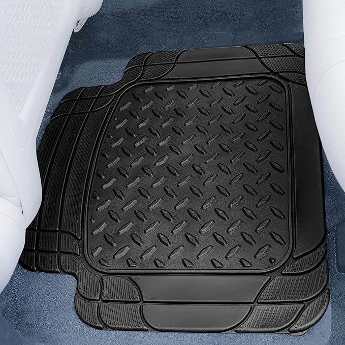 FH Group Automotive Floor Mats - Heavy-Duty Footprint Design Rubber Floor Mats for Cars, Universal Fit Full Set, Climaproof Floor Mats, Trimmable Floor Mats for Most Sedan, SUV, Truck Floor Mats Red