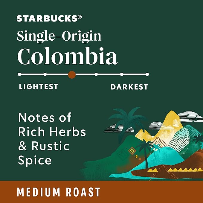 Starbucks Ground Coffee, Medium Roast Hot or Iced Coffee, Single-Origin Colombia, 12 oz