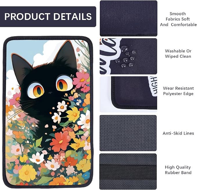 CREATCABIN Cat Car Armrest Cover Car Center Console Cover Auto Armrest Storage Box Mat Soft Car Seat Box Cover Pad Comfortable Auto Accessories Interior for SUV Sedan Truck 12.6×7.5in