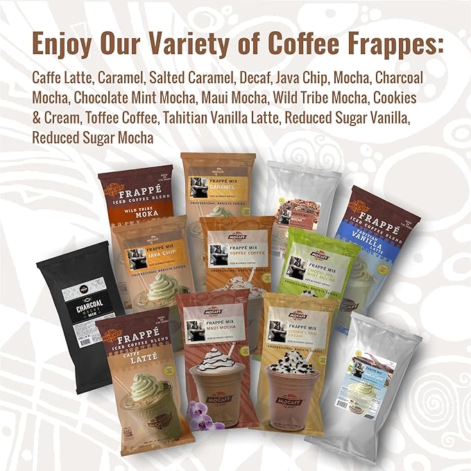 MOCAFE Charcoal Mocha Mix, 3-Pound Bag Instant Frappe Mix, Coffee House Style Blended Drink Used in Coffee Shops