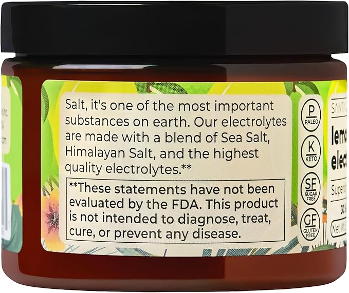Santa Cruz Paleo Electrolyte Powder, Lemon Lime Flavor, Sugar Free Hydration Drink Mix with Himalayan Pink Salt, Sea Salt, Magnesium Glycinate, Potassium Chloride, Sweetened with Stevia, 30 Servings