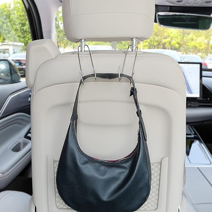 4-Pack Car Hooks Headrest Hook, Bling Car Hangers Universal Backseat Hanger Storage for Purse Hooks Bag Handbag Groceries