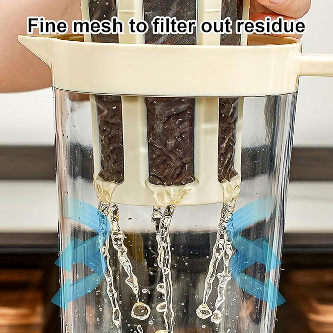 Iced Coffee Maker, Portable Refrigerator Water Bottle, Airtight Cold Brew Iced Coffee Maker Pitcher and Tea Infuser with Spout, Cold Brew Coffee Maker for Home, Cafe, Apartment, Dormitory (A)