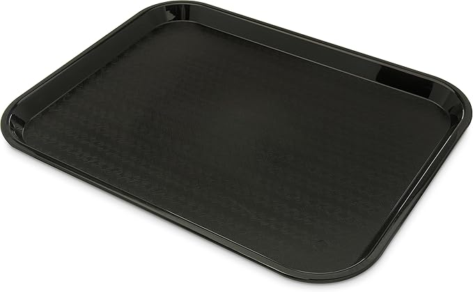 Carlisle FoodService Products Cafe Plastic Fast Food Tray, 14" x 18", Black (Pack of 2)